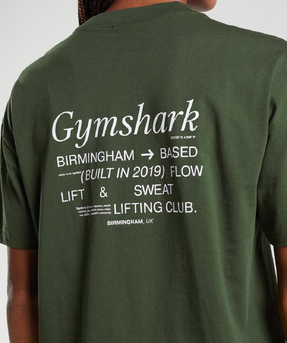 T Shirts Damskie Gymshark Social Club Oversized Oliwkowe | PL 3005ZUT